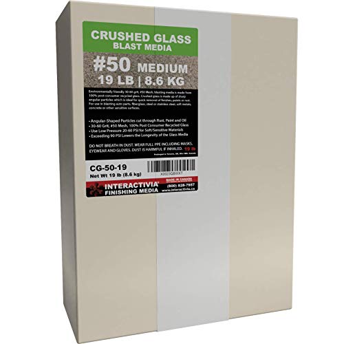 30-60 Grit (#50) Crushed Glass Abrasive - 19 lb or 8.6 kg - Blasting Abrasive Media (Medium) #50 Mesh - 559 to 254 Microns - for Blast Cabinets Or