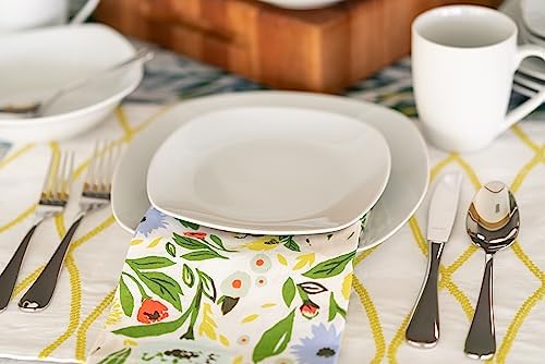 10 Strawberry Street Simply Square 16 Piece Dinnerware Set, Porcelain, White