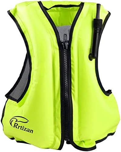 Rrtizan Inflatable Snorkel Vest for Adult, Travel Snorkeling Vest for Swimming, Snorkeling, Paddleboarding, Swim Vest Adult Suitable for 90-220lbs