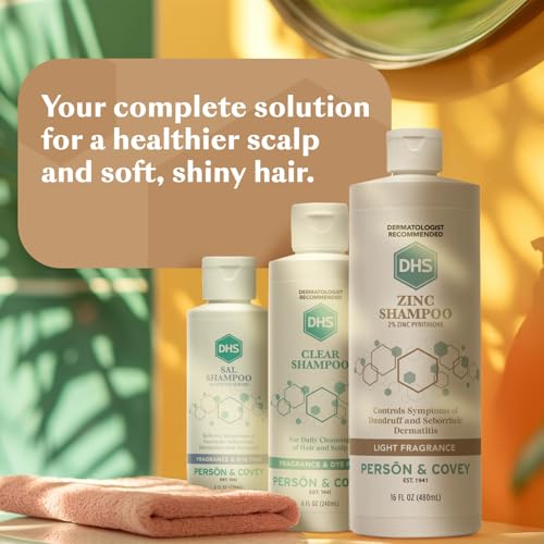 DHS Zinc Shampoo – Dandruff Shampoo – for Flaky and Dry Scalp with 2% Zinc Pyrithione, 8 oz