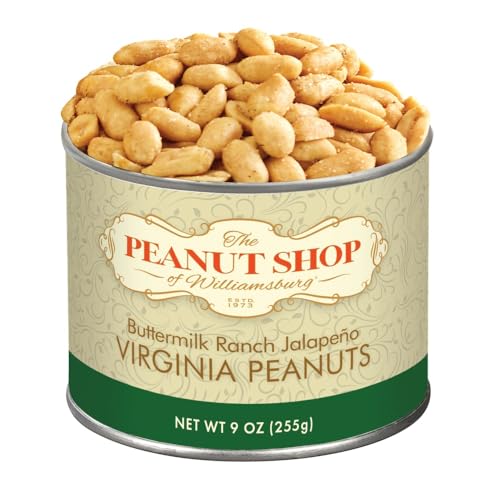 The Peanut Shop of Williamsburg Extra-Large Handcooked Lightly Salted Virginia Peanuts Williamsburg Peanuts Non-Gmo Kosher Gluten-Free No Preservatives - 32 Oz Tin