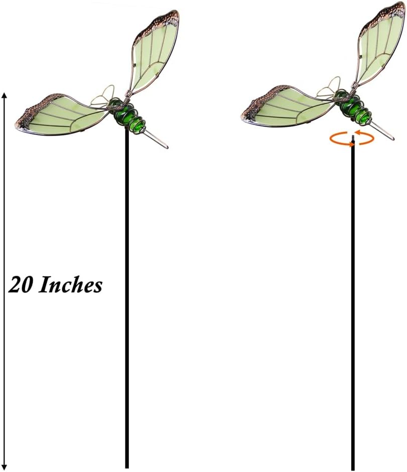 Juegoal 20 Inch Butterfly Garden Stakes Decor, Dragonfly Stakes, Hummingbird Glow in Dark Metal Yard Art for Mom, Mothers Day Ideal Gifts
