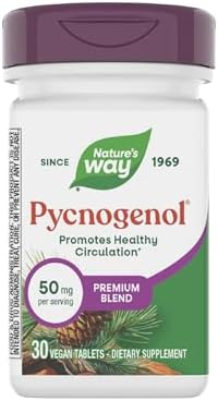 Nature's Way Pycnogenol Tablets, 50 mg per Serving, Vegan, 30 ct | Premium Blend, Promotes Healthy Circulation*, Antioxidant Support*