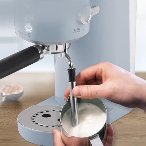 ELLE 1L Espresso Maker Latte and Cappuccino Maker with 20 Bar Pump Pressure and Illuminated Touch Button with Milk Frothing System and Cup Warmer 1400W White