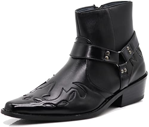 Enzo Romeo WT11 Men's Western Cowboy Motorcycle Ankle Boots
