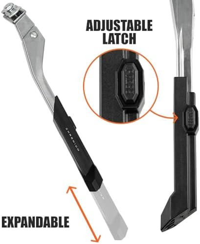 BV Bicycle Kickstand for 24”-28” - Adjustable Bikes Kickstand for Adult Bike with Non-Slip Foot & Spring-Loaded Latch for Stable Any-Angle Stance (Silver, Regular Duty)
