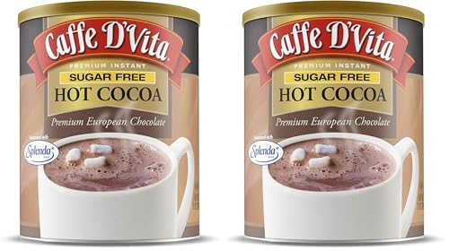 Caffe D'Vita Sugar Free Hot Cocoa Mix, Gluten Free - 10 Oz Can | Hot Chocolate Mix, Low Fat, No Cholesterol, No Hydrogenated Oils or Trans Fat, Kosher, Cocoa Bulk