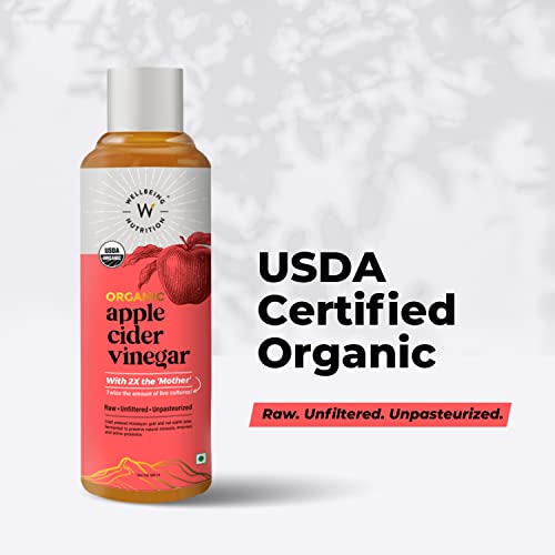Wellbeing Nutrition Organic Apple Cider Vinegar - Raw, Unfiltered, Unpasteurized - 500ml..