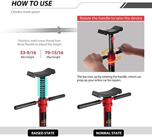 SPECSTAR Under Hoist Support Stand 3/4 Ton Jack Stand | 1650Lbs Capacity, Adjustable 52-76 Inch Height, 12 Inch Diameter Base for Vehicle Lifting & Support