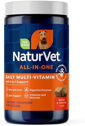 NaturVet All-in-One Cat & Dog Supplement Daily Multivitamin - 13 Oz Powder | Daily Multivitamin for Dogs & Cats - Supports Digestion, Skin & Coat with Omega-3, 6, 9 in a Wheat-Free Formula, 13 Oz Powder