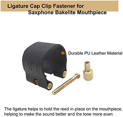 Alto Saxophone Ligature Kit, Metal Ligature and Plastic Cap | for Saxophone Mouthpiece Wind Musical Instruments Accessory for Beginner and Student