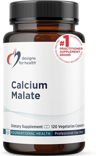 Designs for Health Calcium Malate - 500mg Calcium Malate Chelate + Vitamin D (D3) Bone Support Supplement for Women + Men - Non-GMO (120 Capsules)