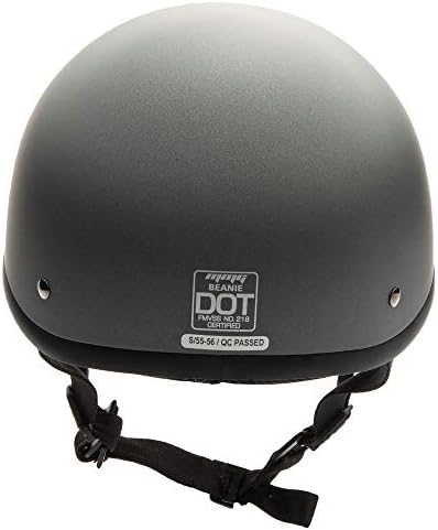MMG Adult Half Shell Helmet, Motorcycle/Scooter/Moped, Matte Gray, Medium | Lightweight Polycarbonate/ABS half shell, goggles included. Padded washable liner, double D-ring strap. DOT FMVSS-218.