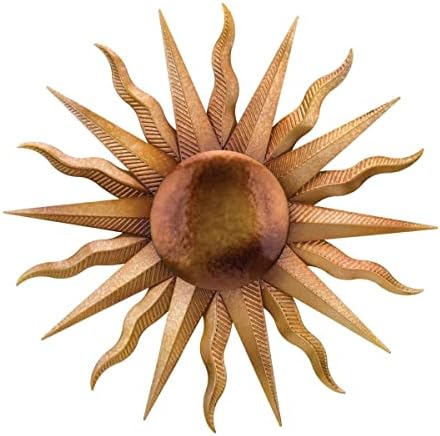 Regal Art & Gift Handcrafted Metal Sun Wall Decor, Rustic Sunburst Wall Art | Copper Patina, 40 in, Metal, Rust-Resistant Sunburst Sculpture, Eye-Catching Accent for Patio, Garden & Home