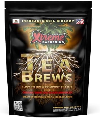 Xtreme Gardening Xtreme Tea Brews – Compost Tea Kit, 2-Pack 80g Pouches, Each Brews 5 Gallons, Bloom Booster & Yield Booster with Worm Castings & Microbe Food Pack, Works with Any Fertilizer Program
