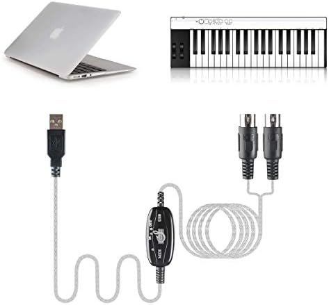 TENINYU USB to MIDI Cable Converter 2 in 1 PC to Synthesizer Music Studio Keyboard Interface Wire Plug Controller Adapter Cord 16 Channels Supports