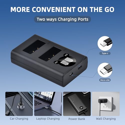Batmax 2Packs LP-E17 Battery + LED Charger for Canon EOS Rebel SL2 SL3 T6i T6s T7i, EOS M5 M3 M6, M6 mark2