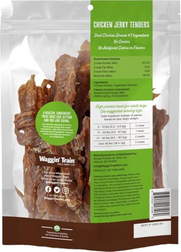 Waggin' Train Chicken Jerky Dog Treats, Made with 100% Real Chicken Breasts, Only Two All-Natural Ingredients, Great High Protein Dog Treat