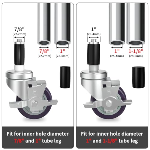 4 Inch Expanding Stem Caster Set of 4 for Stainless Steel Table