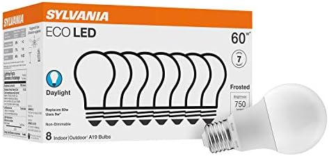 Sylvania ECO LED Light Bulb, A19, 100W Equivalent, Efficient 14.5W, 7 Year, 1450 Lumens, Frosted, 5000K, Daylight - 6 Pack (40884)