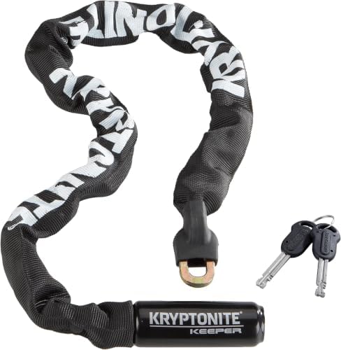 Kryptonite Keeper 785 Bike Chain Lock, 2.8 ft Heavy Duty Anti-Theft Lock | 7mm Manganese Steel Links, 85cm Length, Disc-Style Cylinder, Nylon Sleeve for Motorcycle, Scooter, Gate, Fence