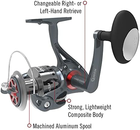 Quantum Optix Spinning Reel and 2-Piece Fishing Rod Combo, Durable Fiberglass Rod, Split-Grip EVA Foam Handle, Anti-Reverse Fishing Reel