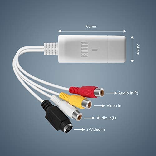 August External USB Video Capture Card VGB300 - Transfer VHS Home Videos to Mac OS and PC Windows - S-Video and Composite in