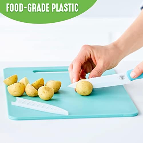 GreenLife Cutting Board Set 8x12" & 10x14", Extra Durable, Meal Prep, Non-Slip, Grip Handles, Crack Resistant, Dishwasher Safe, Reversible, Versatile Kitchen Essentials, Turquoise