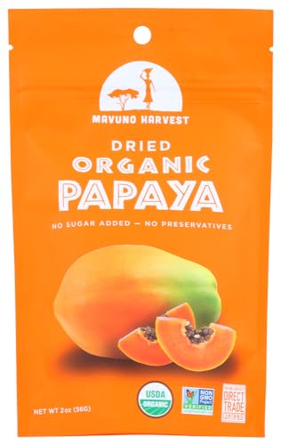 Mavuno Harvest - 100% Organic All Natural Dried Fruit Papaya - 2 oz.(pack of 2)