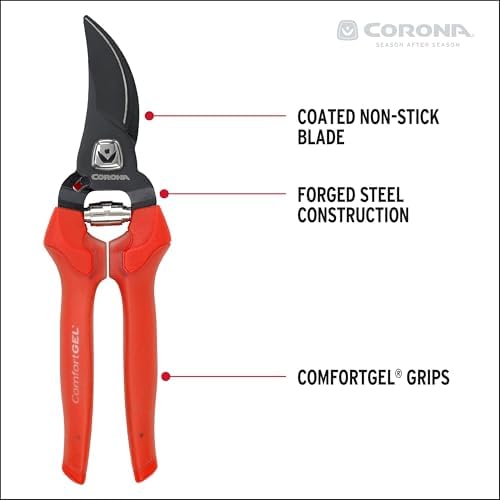 Corona BP 3214D ComfortGEL Bypass Hand Pruner, 3/4-inch cut , Red