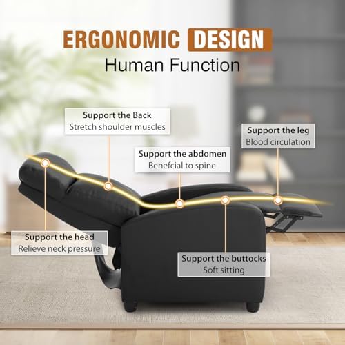 FDW Recliner Chair Push Back Sofa Home Theater Seating with Lumbar Support and Leather Padded Seat Backrest for Living Room | Lounge Chair With