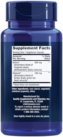 Life Extension Cortisol-Stress Balance, 30 Capsules | Relora Magnolia Bark, Green Tea & Lychee, Manage Stress & Healthy Cortisol Levels, Gluten-Free