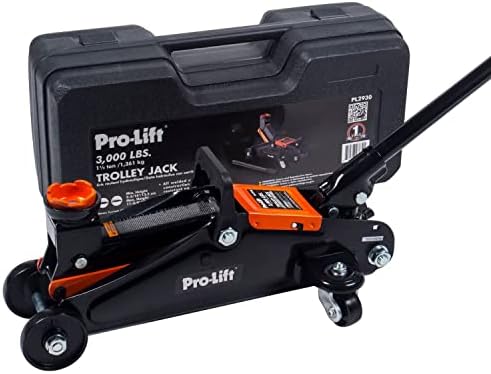 Pro-LifT F-2315PE Grey Hydraulic Trolley Jack Car Lift with Blow Molded Case-3000 LBS Capacity, 12 Inch, Black