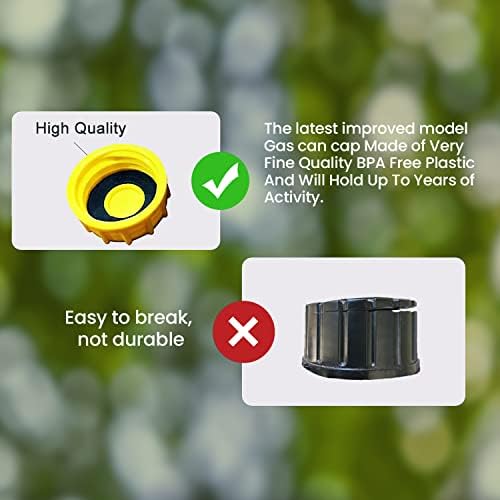 KP KOOL PRODUCTS Gas Can Cap Replacement - Solid Base (1-Coarse and 1-Fine Thread) - Fits Most 1/2/3/5 Gallon Gas Cans - 1-3/4" Cap