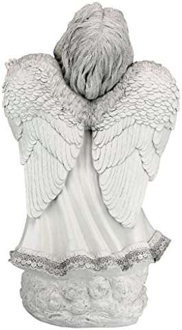 Design Toscano In Grace Girl Child Angel Memorial Indoor/Outdoor Garden Statue, 14 inches wide, 24 inches tall, Cast Stone Resin, Antique Stone Finish