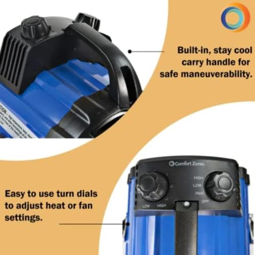 Comfort Zone 1, 500W Electric Ceramic Garage, Workshop Utility Space Heater with Pivot Cradle Base, Adjustable Thermostat, Durable Metal Frame