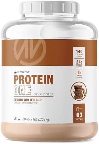 NutraOne ProteinOne Whey Protein Promote Recovery and Build Muscle with a Protein Shake Powder for Men & Women (Chocolate PB Cup, 5 LB)