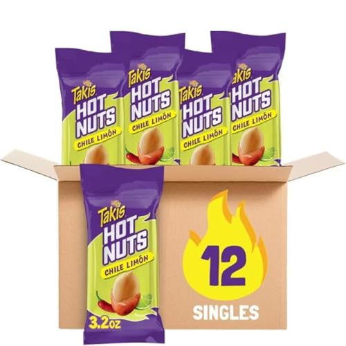 Takis Fuego Hot Nuts 12 pc / 3.2 oz Snack Size Box, Hot Chili Pepper & Lime Flavored Extreme Spicy Double-Crunch Peanuts