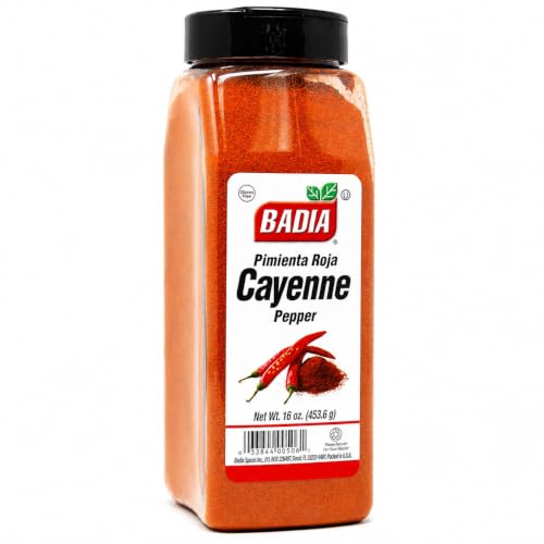 Badia Ground Cayenne Red Pepper, 16 oz – Bold, Spicy & Vibrant | Adds vibrant color and fiery heat to meats, seafood, vegetables, sauces, marinades