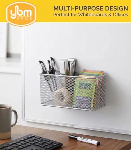 YBM HOME Wire Mesh Magnetic Storage Basket Trash Caddy Kitchen Office Supply Organizer Silver 7.75 in. L x 4.3 in. W x 4.3 in. H