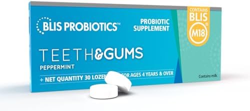 BLIS Teeth & Gums Oral Probiotics M18 Dental Support 30 Peppermint Lozenges | BLIS M18 2.5 Billion CFU, Dental Probiotics, Convenient daily use, Safe