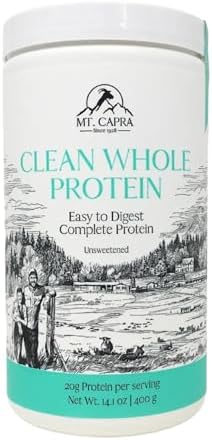 Mt. Capra Clean Whole Protein | Grass-Fed Goat Protein with Whey and Casein Protein | No Bloat, Build and Maintain Muscle, 20 g Protein per Serving
