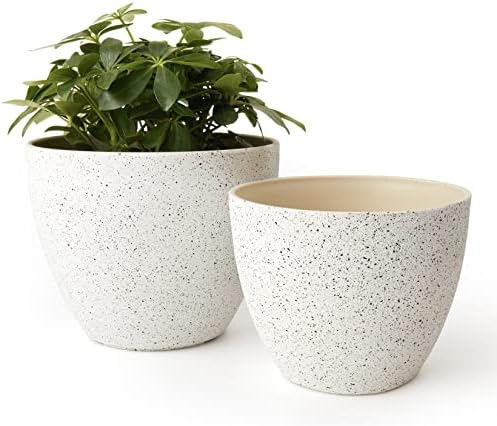 LA JOLIE MUSE Planter Pots, Indoor Outdoor Flower Pot, 8.6+7.5 Inch 2 Pack