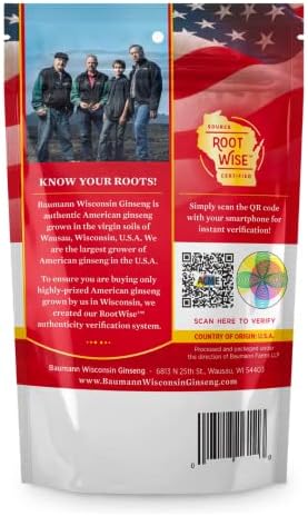 Baumann Wisconsin Ginseng - Medium Slices 4 oz - 100% Natural Panax Ginseng Herb, Pure Dried American Ginseng for Enhanced Focus & Energy
