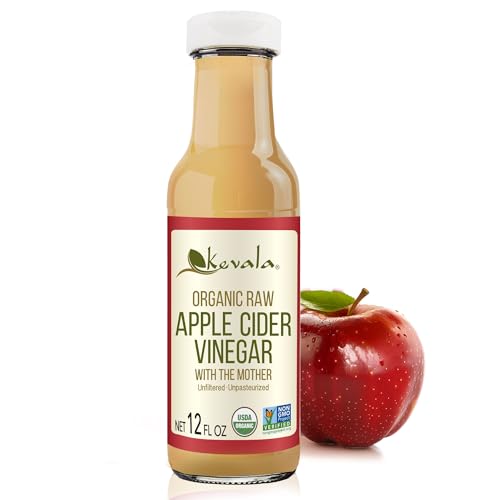 Kevala Organic Raw Apple Cider Vinegar - 35 oz, Cooking, Baking, Hair Care | Gluten Free and Peanuts Free, Ingredient for Vinaigrettes, Dressings, and Detox Shots, Contains the Natural Mother of Vinegar