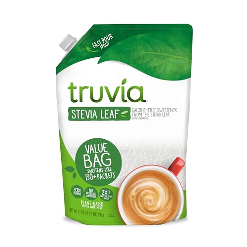 Truvia, Sweetener Natural Calorie Free, 9.8 Ounce | Spoonable jar; 3/4 tsp = 2 tsp sugar; stevia leaf, erythritol; non-GMO, gluten-free, kosher; diabetic & keto