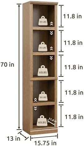 Bevfint 72" Tall Bookcase, White Large Floor Standing Bookshelf for Hallway | 5 Tier Shelves Open Storage Organizer with Anti Tipping Device, Book Case for Living Room Kitchen Home Office Bedroom