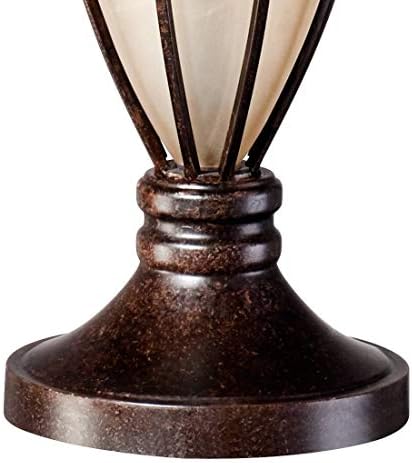 Cage 33" Large Table Lamp Mission Night Light Champagne Nightlight | Brushed Bronze Brown Iron Glass Living Room Bedroom House Bedside Nightstand Home Office Entryway Beige Drum