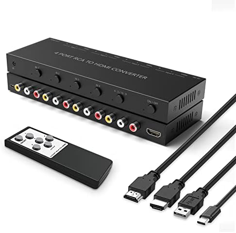 4Port AV to HDMI Converter, 4Port AV to HDMI Switcher with IR Remote