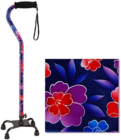 NOVA Designer Quad Cane, Lightweight Four Legged Cane with Soft Grip Handle, Height (for Users 4’11” - 6’4”) & Left or Right Adjustable, Butterflies Design